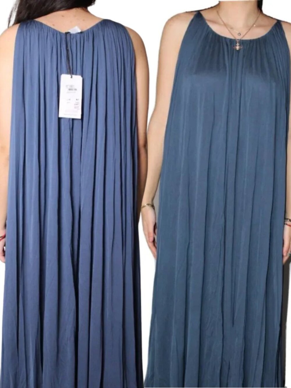 Salvatore Ferragamo Women's Viscose, Steel Blue Dress, Sz M,L $3000